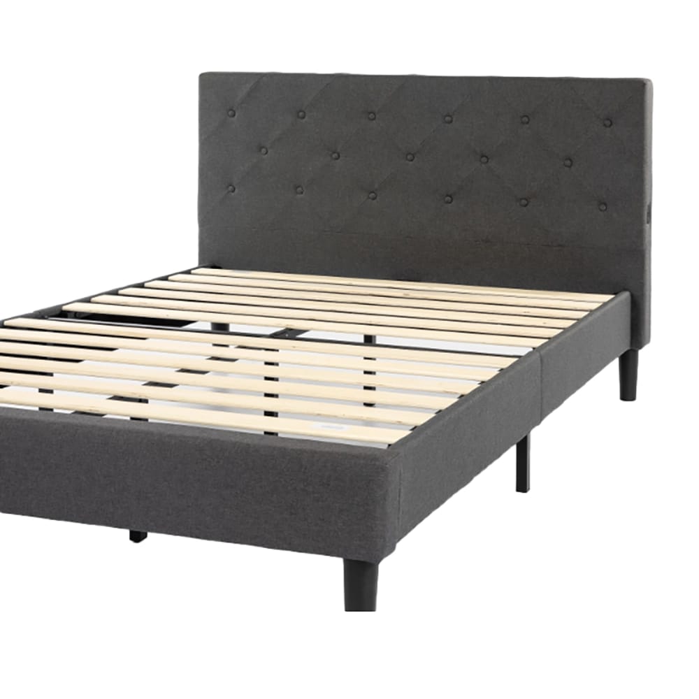 Zinus Shalini Upholstered Platform Bed Frame, King, Dark Gray