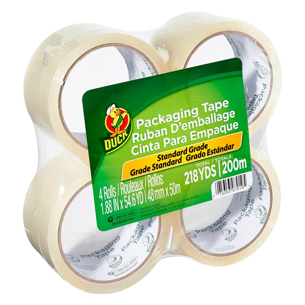 Duck Packing Tape, 4 Rolls