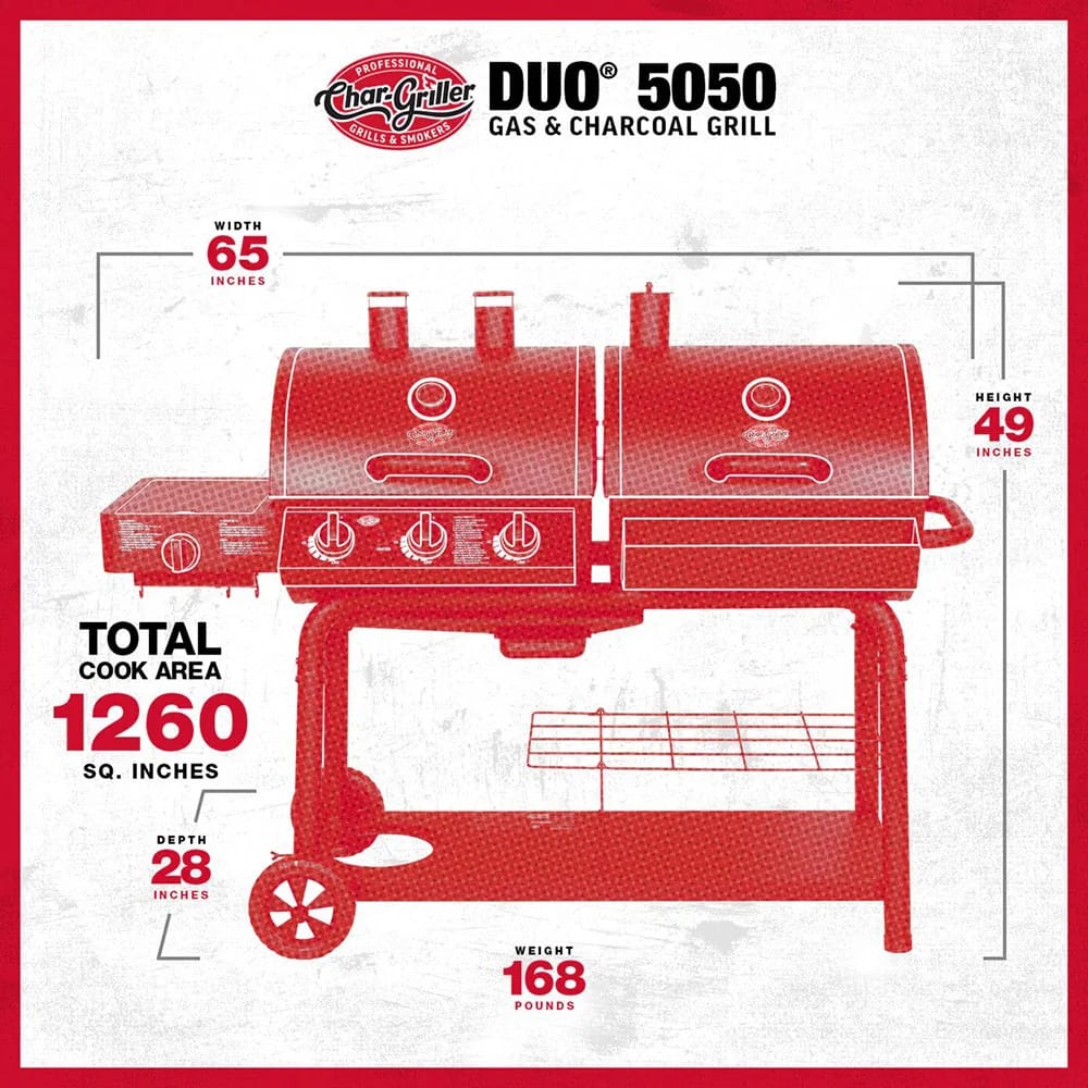 Char-Griller Duo 5050 Gas & Charcoal Grill, Black