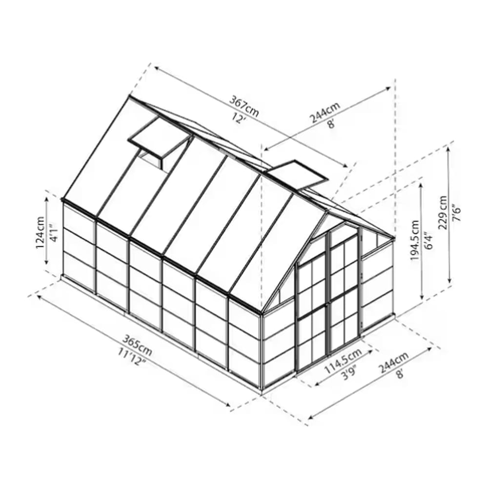 Canopia Balance Hybrid Polycarbonate DIY Greenhouse Kit, Green/Clear, 8' x 12'