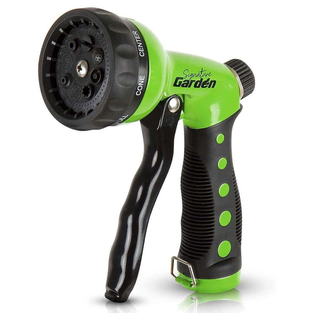 Signature Garden Heavy-Duty Spray Nozzle with 8 Watering Patterns, Green