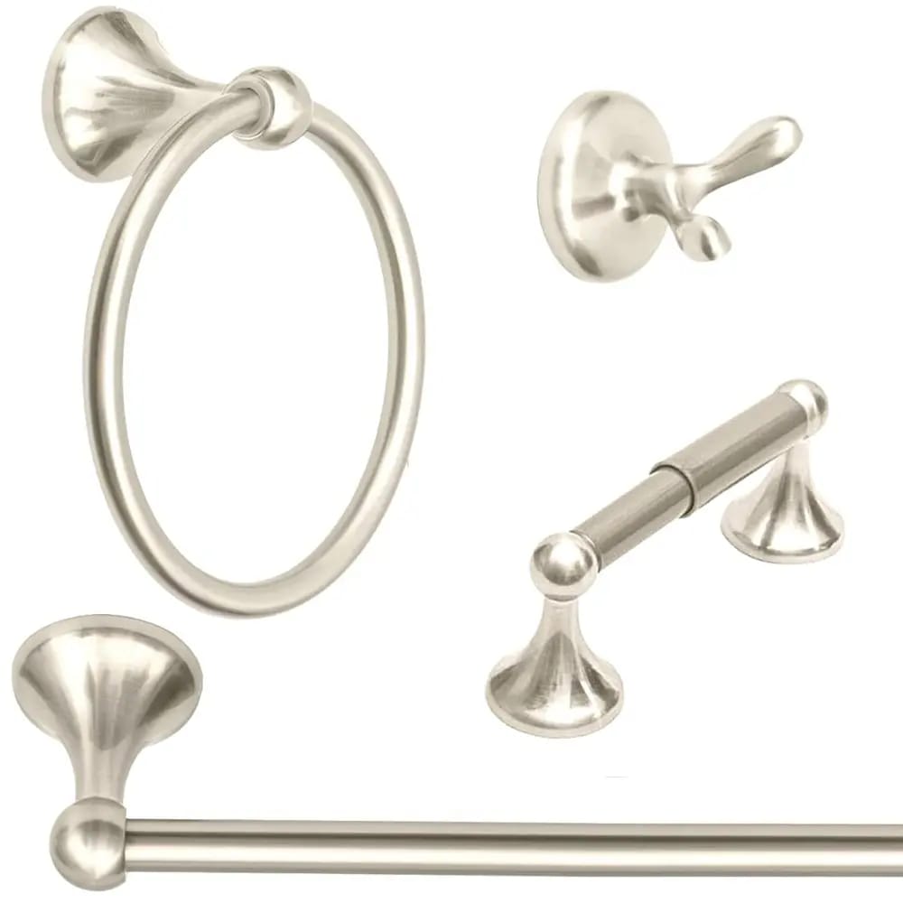 4-Piece Bathroom Hardware Accessory Set, Satin Nickel