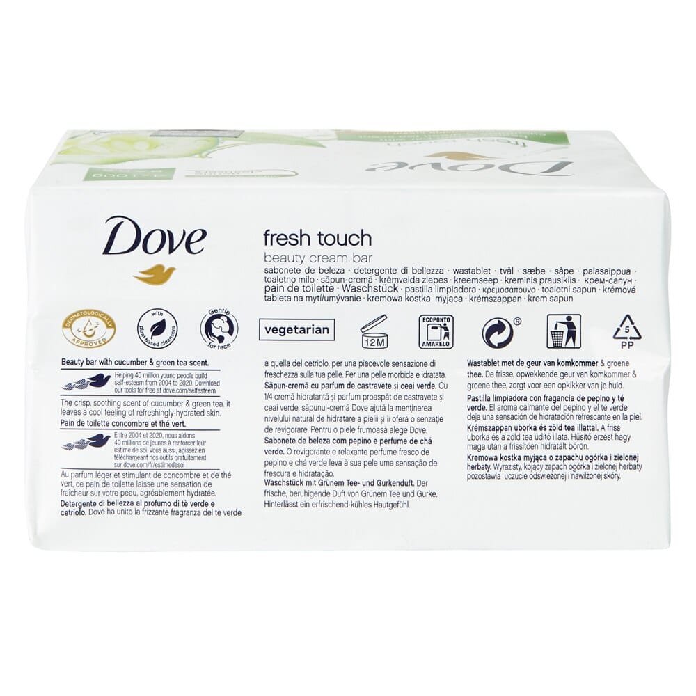 Dove Fresh Touch Beauty Cream Bars with Cucumber and Green Tea Scent, 4-Count