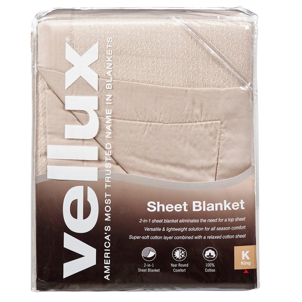 Vellux Cotton 2-in-1 King Sheet Blanket, Tan