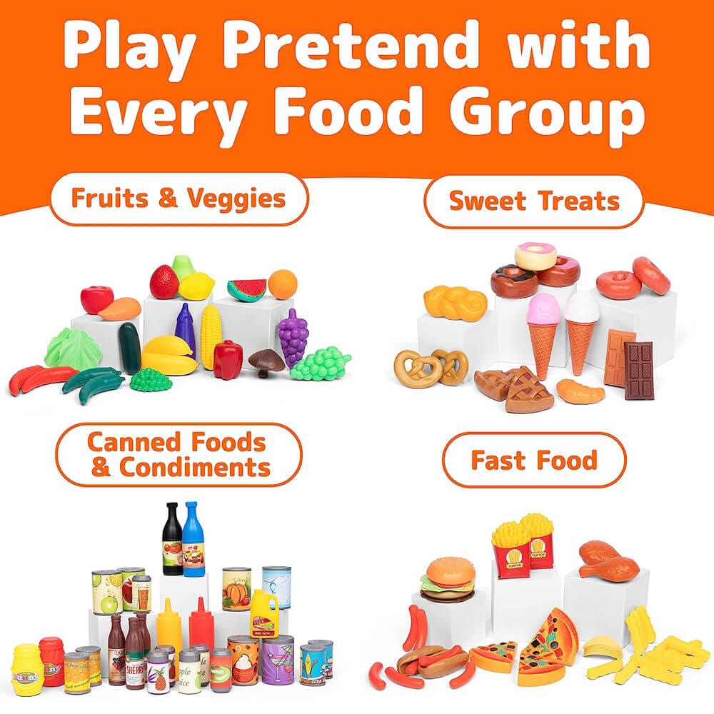 Pretend Play Food Set for Kids, 122 Pieces