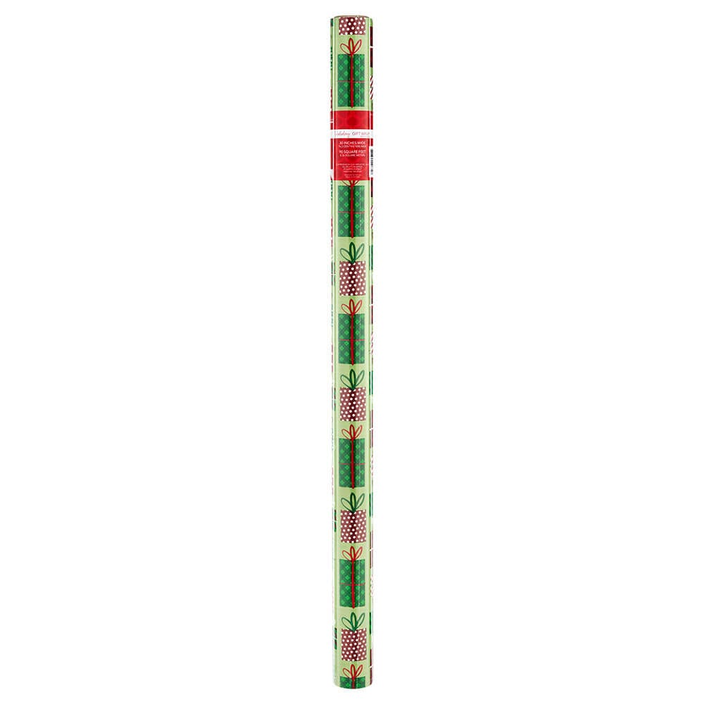 Whimsical Christmas Wrapping Paper Roll, 90 sq ft