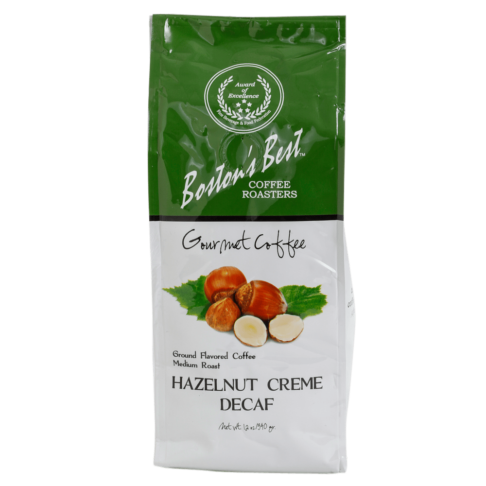 Boston's Best Medium Roast Hazelnut Creme Flavored Decaf Ground Gourmet Coffee, 12 oz