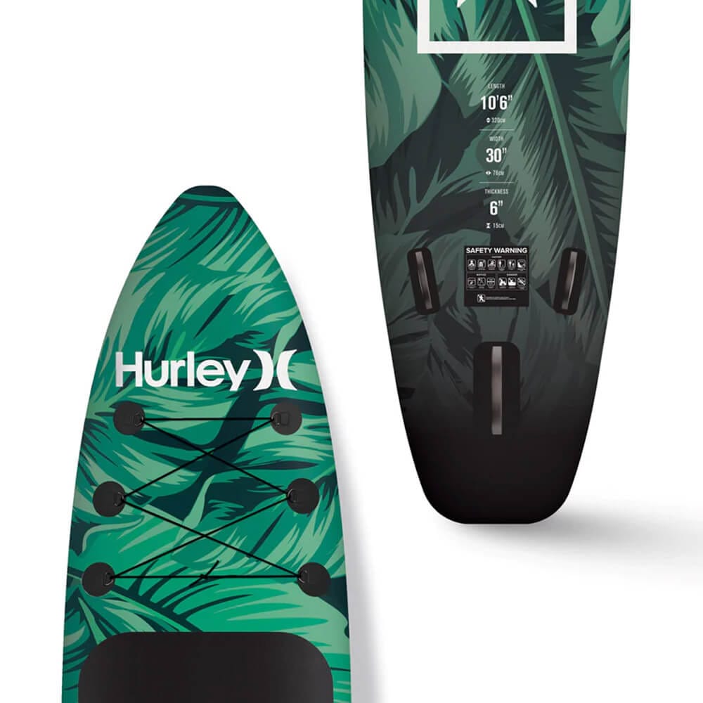 Hurley One & Only 10'6" Inflatable Stand Up Paddle Board Kit, Tropic Leaf