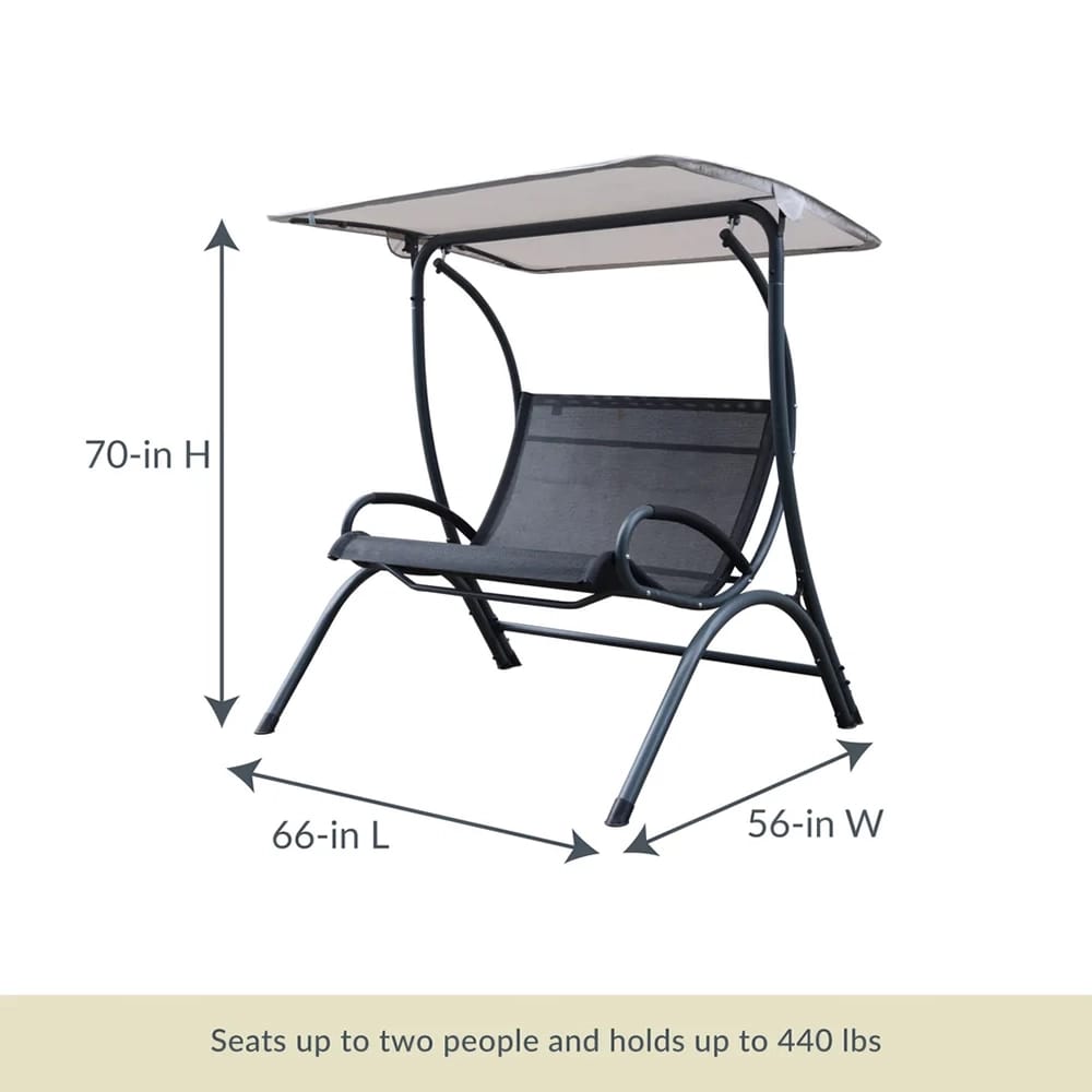 Island Retreat Sea Breeze Cool Mesh Dual Swing With Canopy, Black/Light Grey