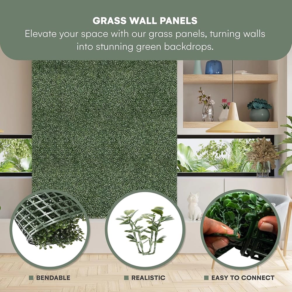 Flybold 20" x 20" Grass Wall Panels, 12 Pack
