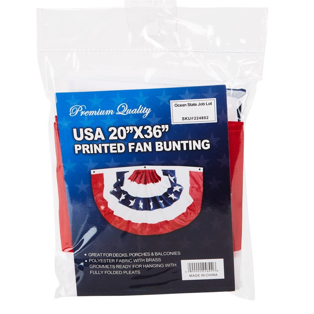 USA Patriotic Flag Bunting, 20" x 36"