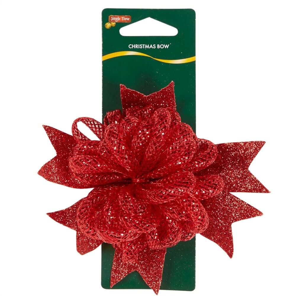 Jingle Time Mesh Flower Christmas Bow