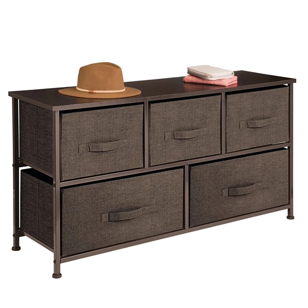 mDesign Wide 5 Drawer Fabric Dresser, Espresso