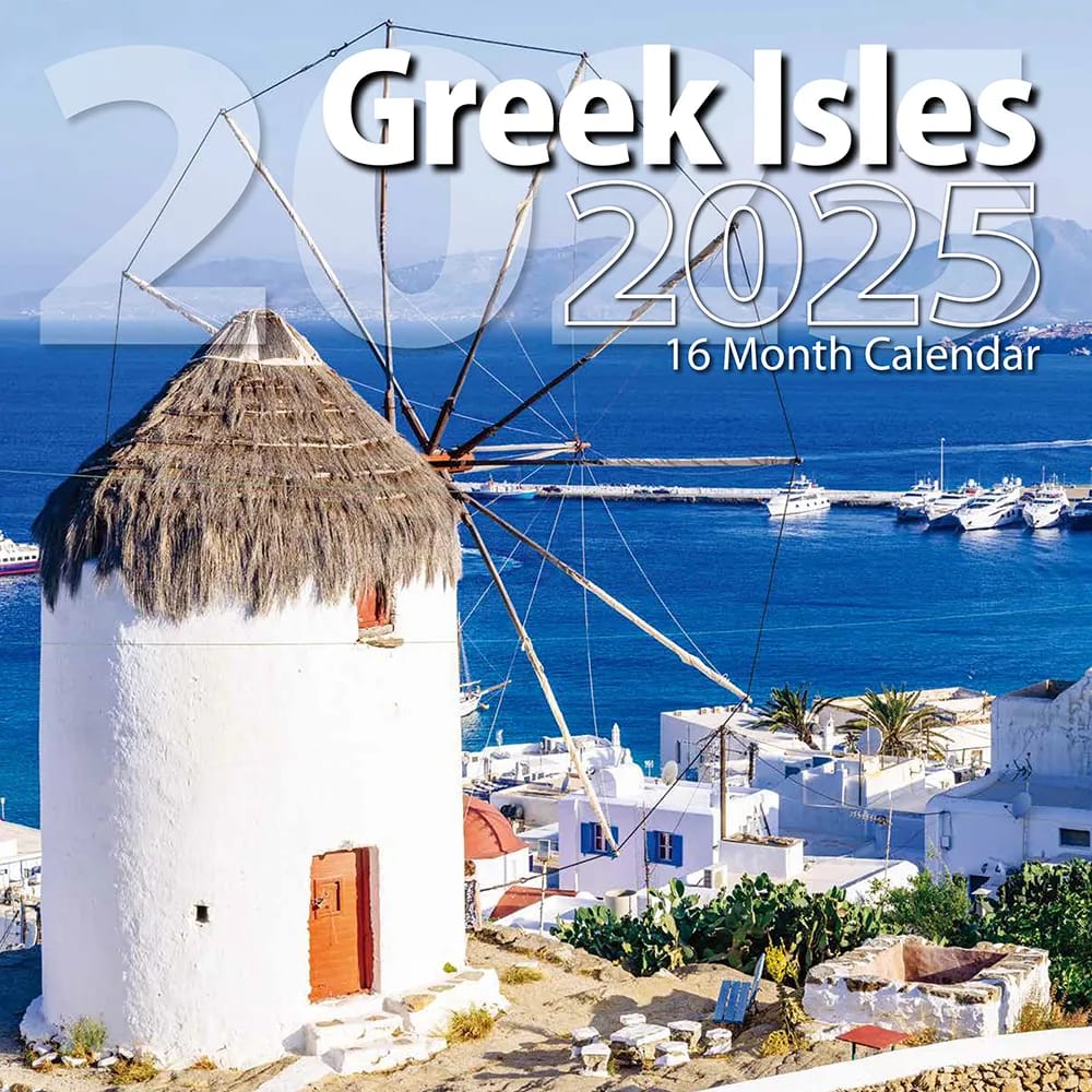 2025 Greek Isles Themed 16 Month Wall Calendar, 12"