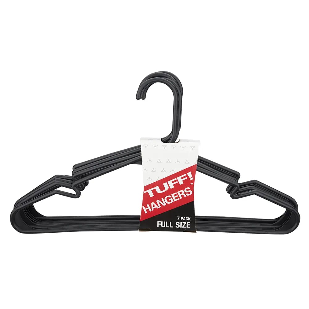 TUFF! Full Size Black Hangers, 7 Count