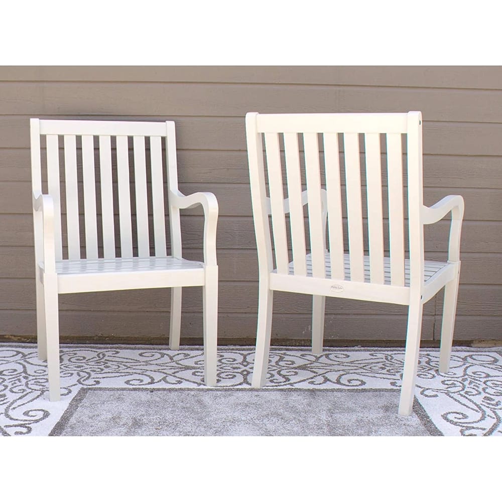 2-Piece White Washed Acacia Dining Chairs