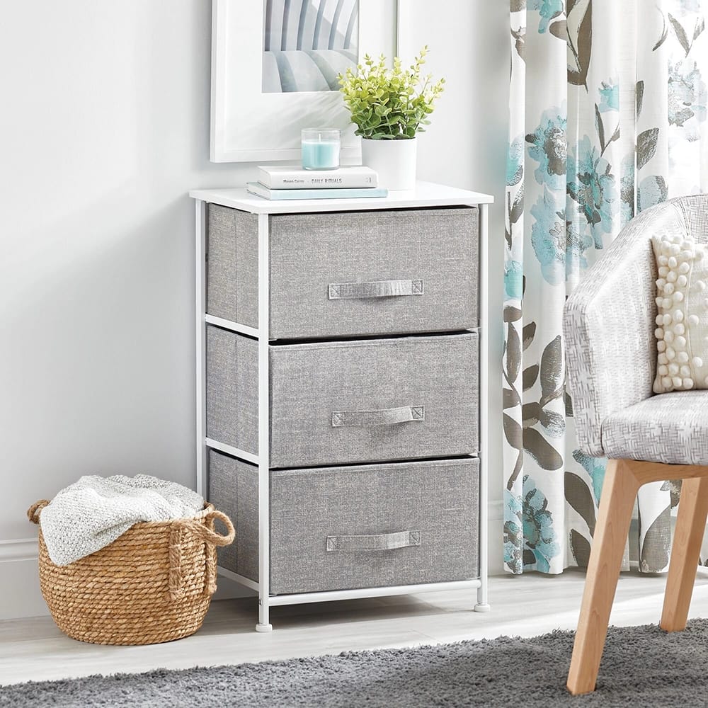mDesign 3-Drawer Fabric Dresser, Gray