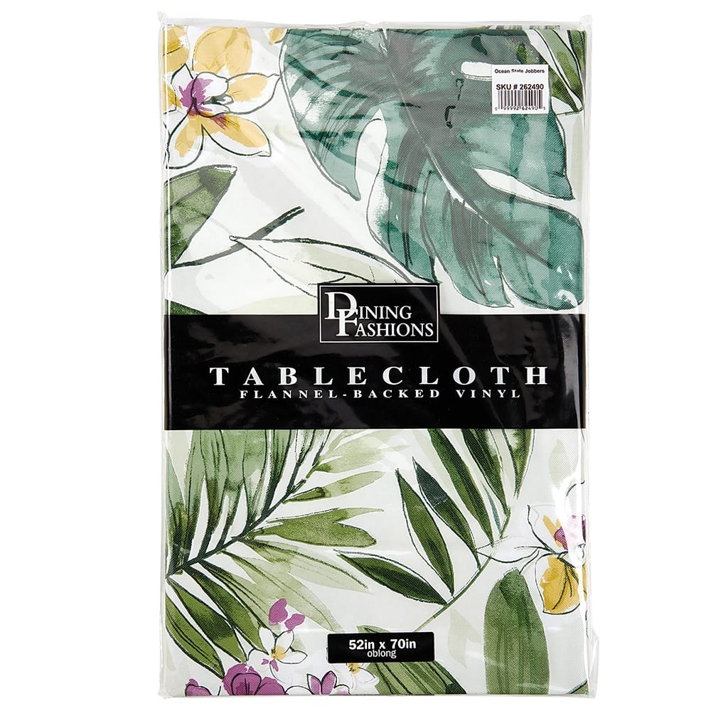 Tropical Palms Vinyl Tablecloth with Flannel Backing