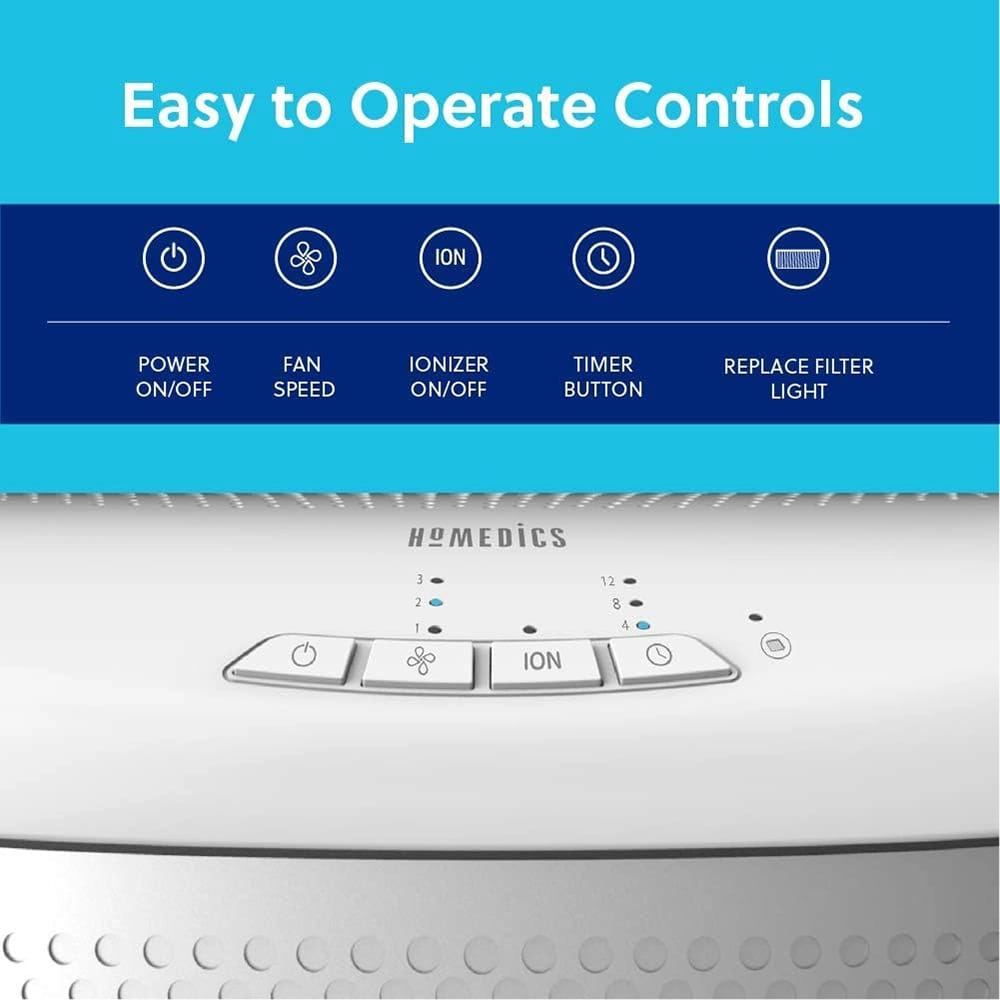 Homedics Total Clean Desktop Air Purifier, White