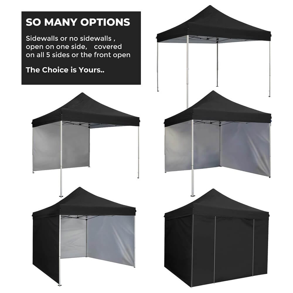 10' x 10' Pop-Up Canopy Tent with 5 Sidewalls, Black