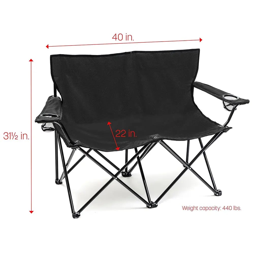 Loveseat Style Double Camp Chair, Black