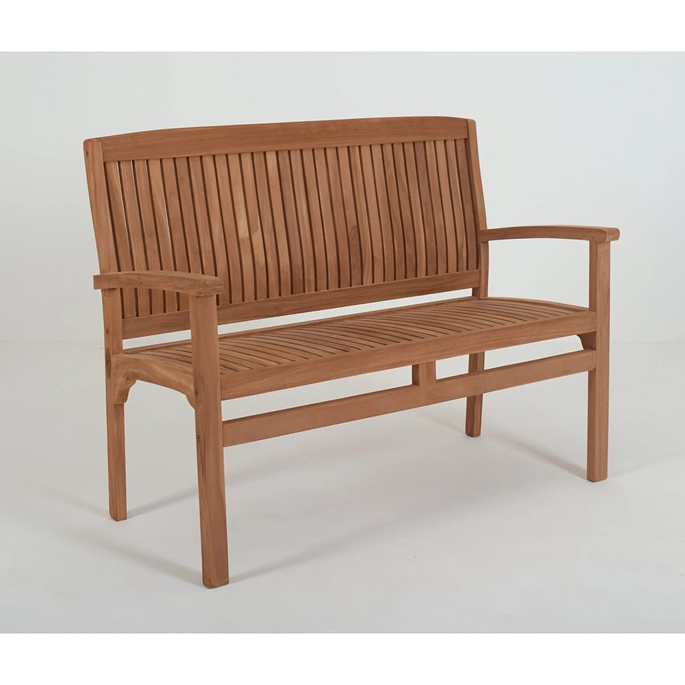 Teak Slat Back Bench