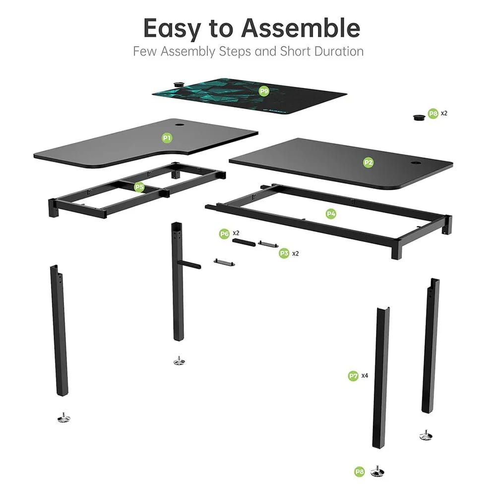 Eureka Ergonomic 60" Left Side L-Shaped Office Desk, Black