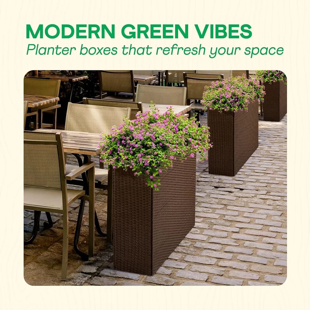 Idzo All Weather Wicker Raised Garden Bed Planter, Brown