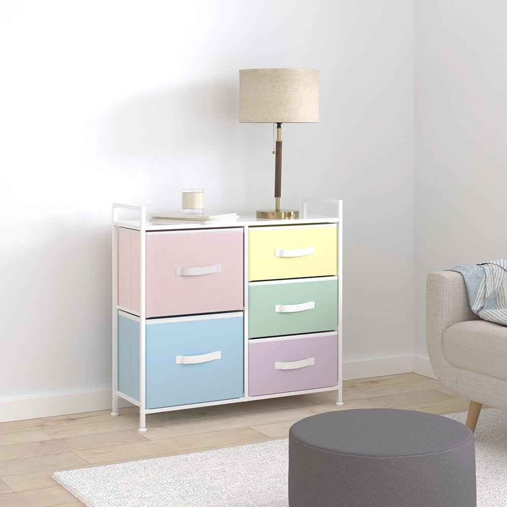mDesign 5-Drawer Storage Dresser, Multicolor