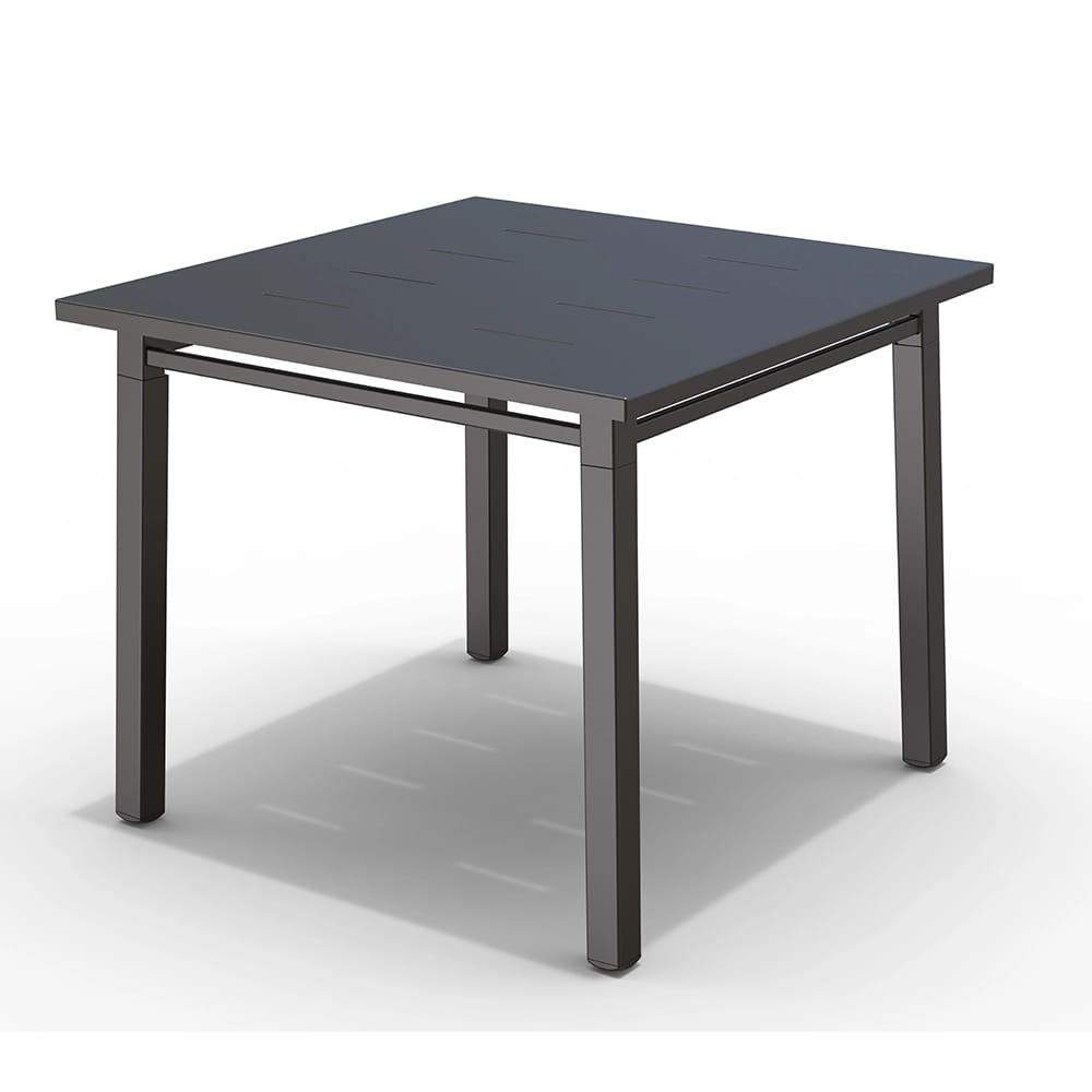 Maiori Aluminum Square Patio Dining Table with Umbrella Hole, Charbon