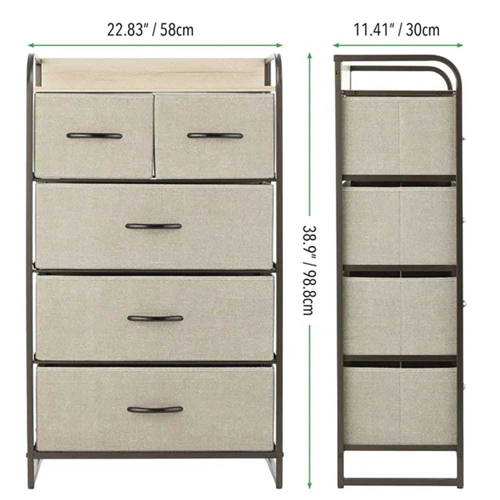 mDesign Tall 5-Drawer Dresser, Bronze/Linen