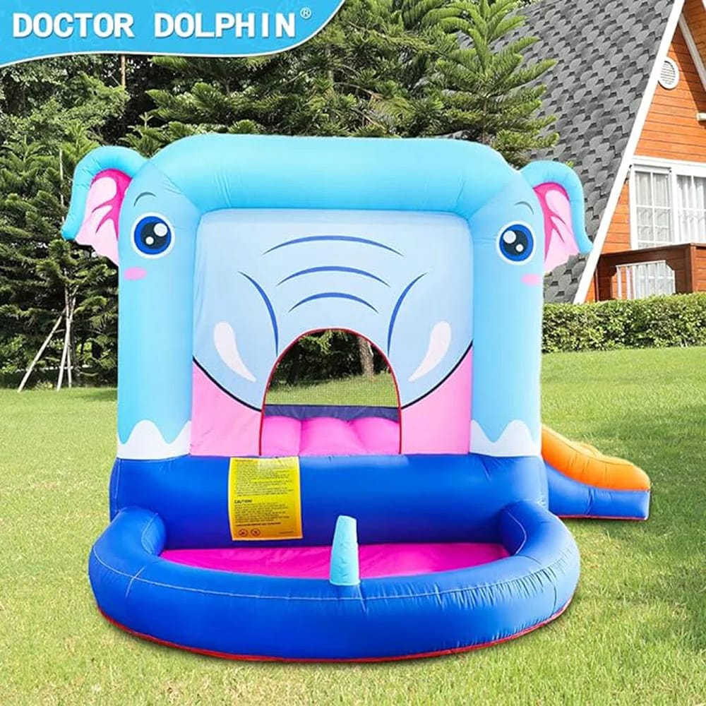 Doctor Dolphin Elephant Bounce House with Slide