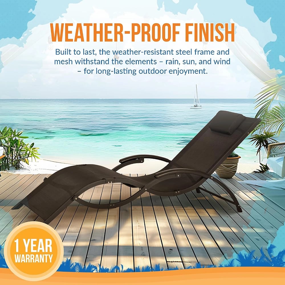 Island Retreat Outdoor Mesh Lounge Chair, Black