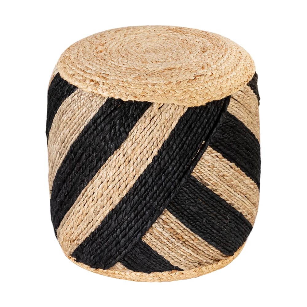 Albany Living Handwoven Jute Ottoman, Tan/Black