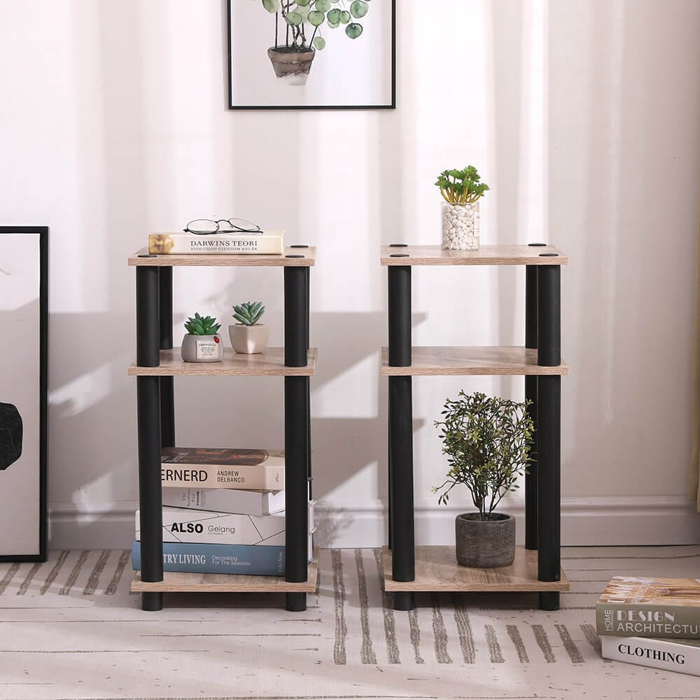 Turn-N-Tube End Table, Set of 2, Oak/Black