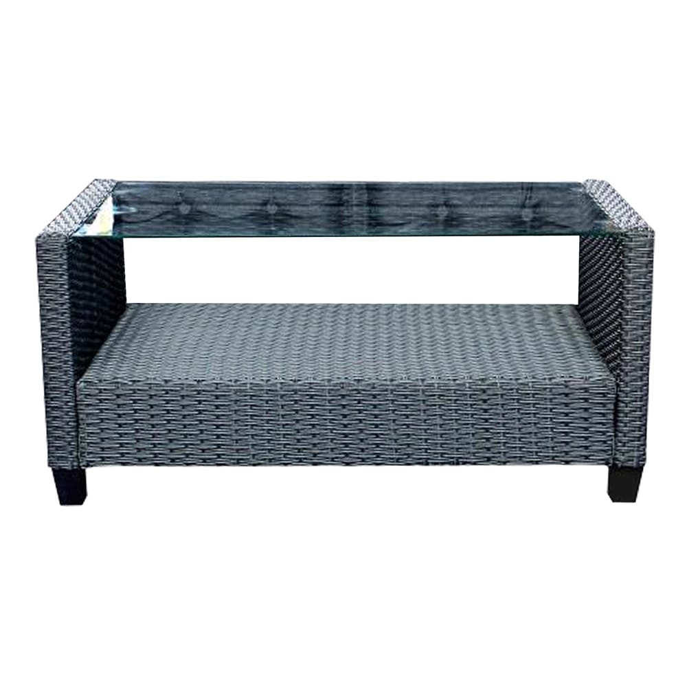 Outdoor 4-Piece Resin Wicker Patio Set, Black/Black