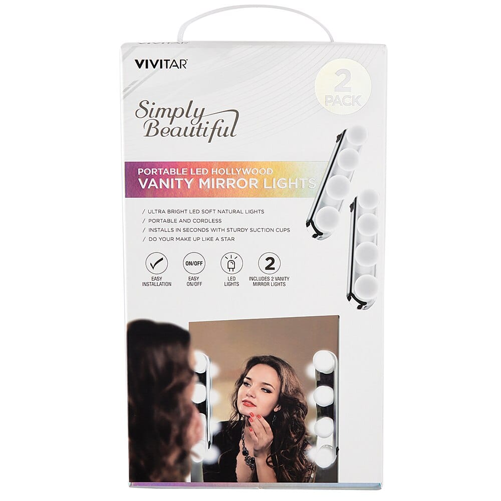 Vivitar Simply Beautiful Portable LED Hollywood Vanity Mirror Lights, Set of 2
