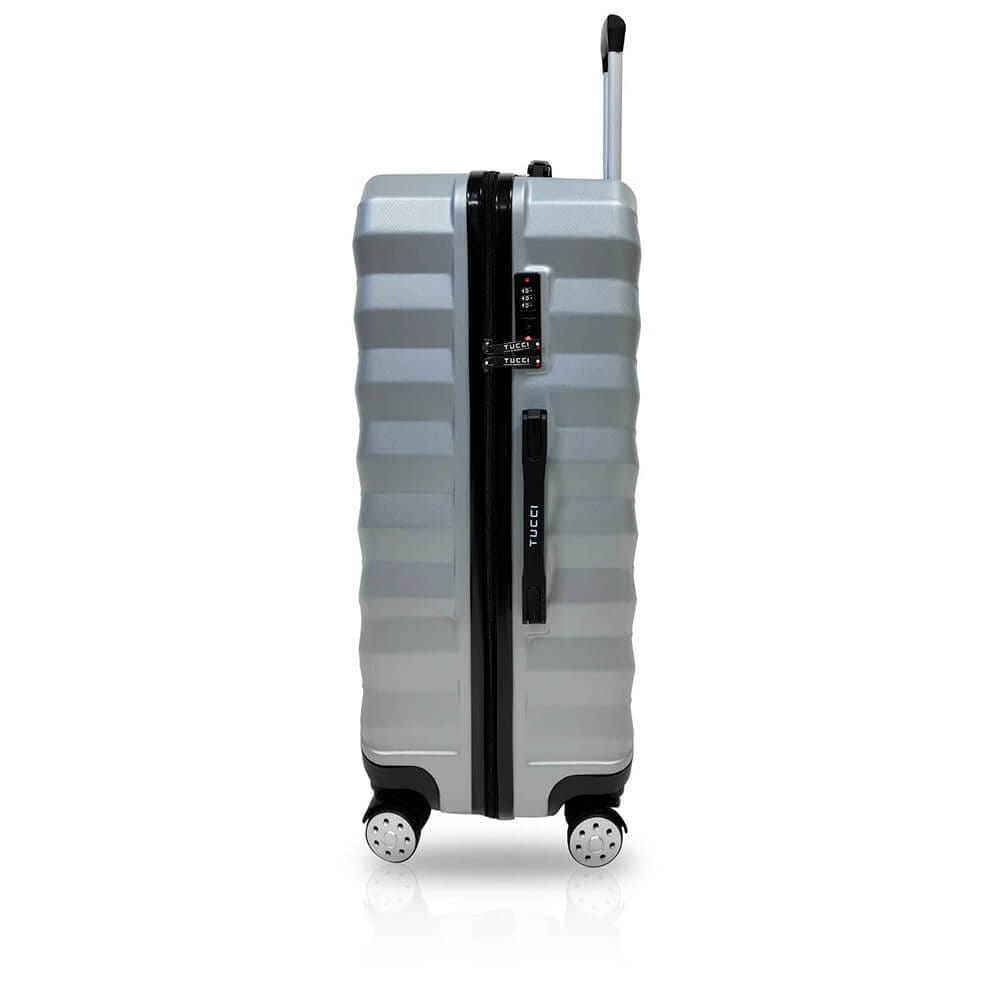 TUCCI Italy Storto 3-Piece (20", 24", 28") Luggage Set, Silver White