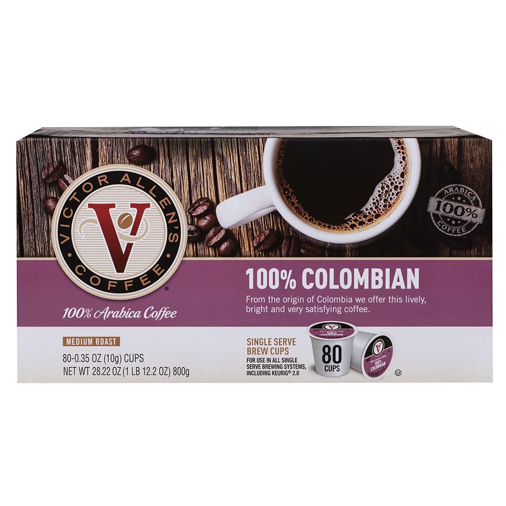 Victor Allen's Medium Roast Colombian Coffee Cups, 80 Count