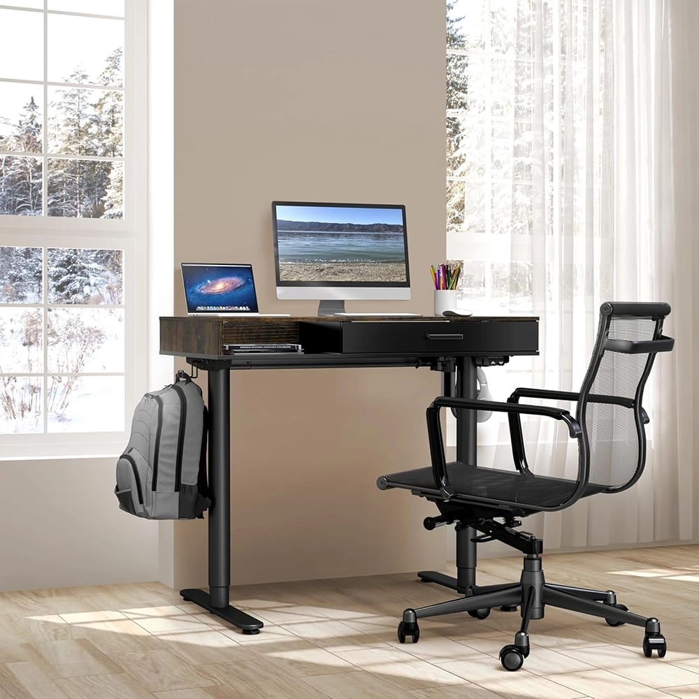 Simple Houseware 40" Height Adjustable Electric Standing Desk with Drawer, Brown