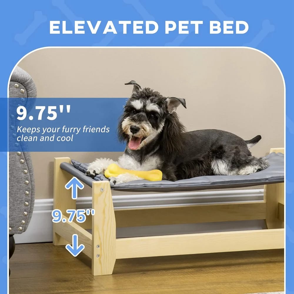 PawHut Raised Wooden Pet Bed