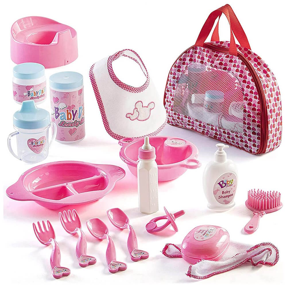 Prextex Baby Doll Accessories Set with Carrying Case