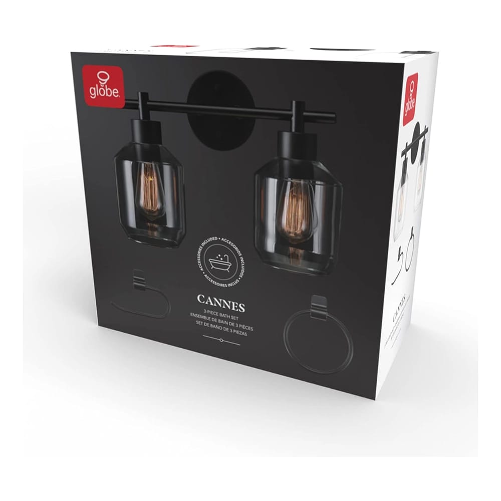 Globe Electric 3-Piece Bathroom Light Set, Black