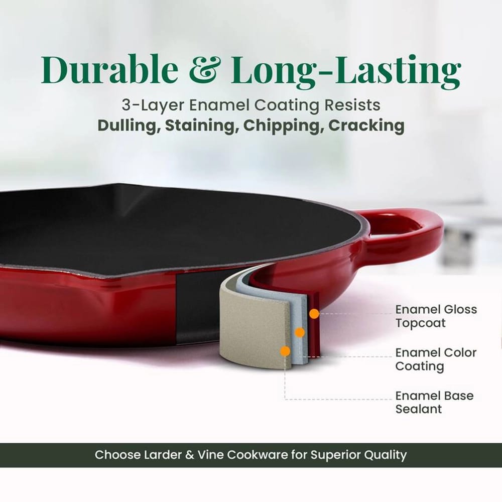 Larder & Vine 10" Enameled Cast Iron Skillet, Cabernet