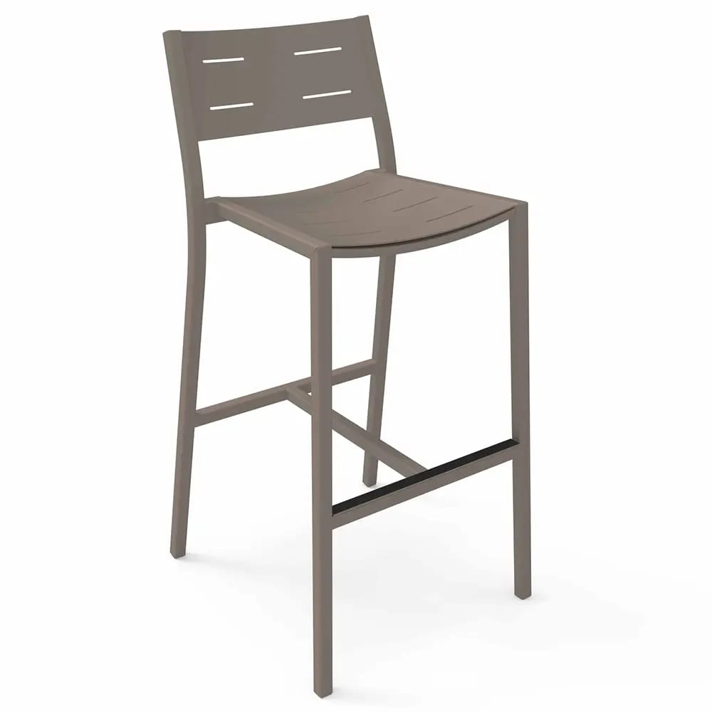 Maiori Aluminum Impression Patio Bar Stool, Light Taupe, 4 Pack