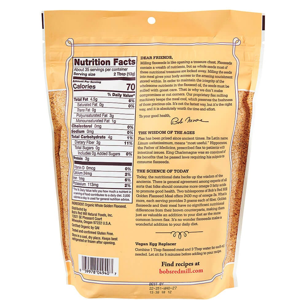 Bob's Red Mill Organic Golden Flaxseed Meal, 16 oz