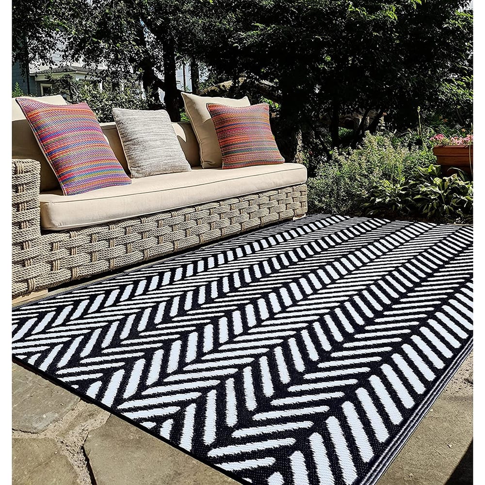 FH Home Reversible Outdoor Area Rug, 5' x 8', Fresno-Navy