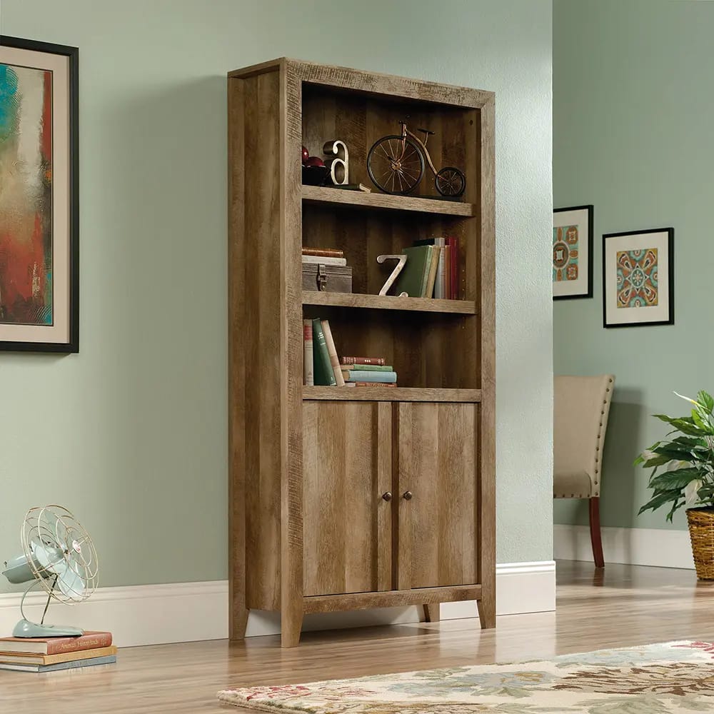 Sauder Dakota Pass Library Bookcase, Oak Finish