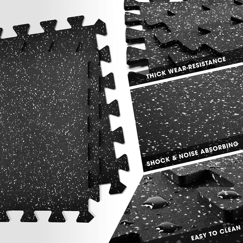 Yes4All High Density Interlocking Rubber Floor Tiles, Gray