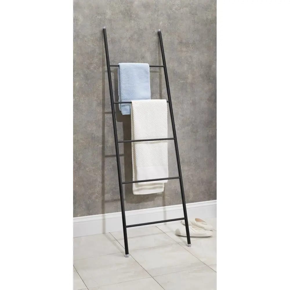 mDesign Metal Blanket and Towel Ladder, Black